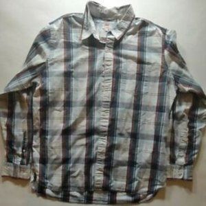 Vintage Levi's Long Sleeve Button Up Shirt Red White Blue Plaid Size X-Large